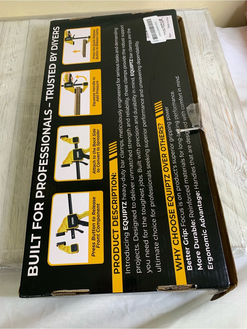 Equiptz Heavy-Duty Bar Clamp - Black and Yellow